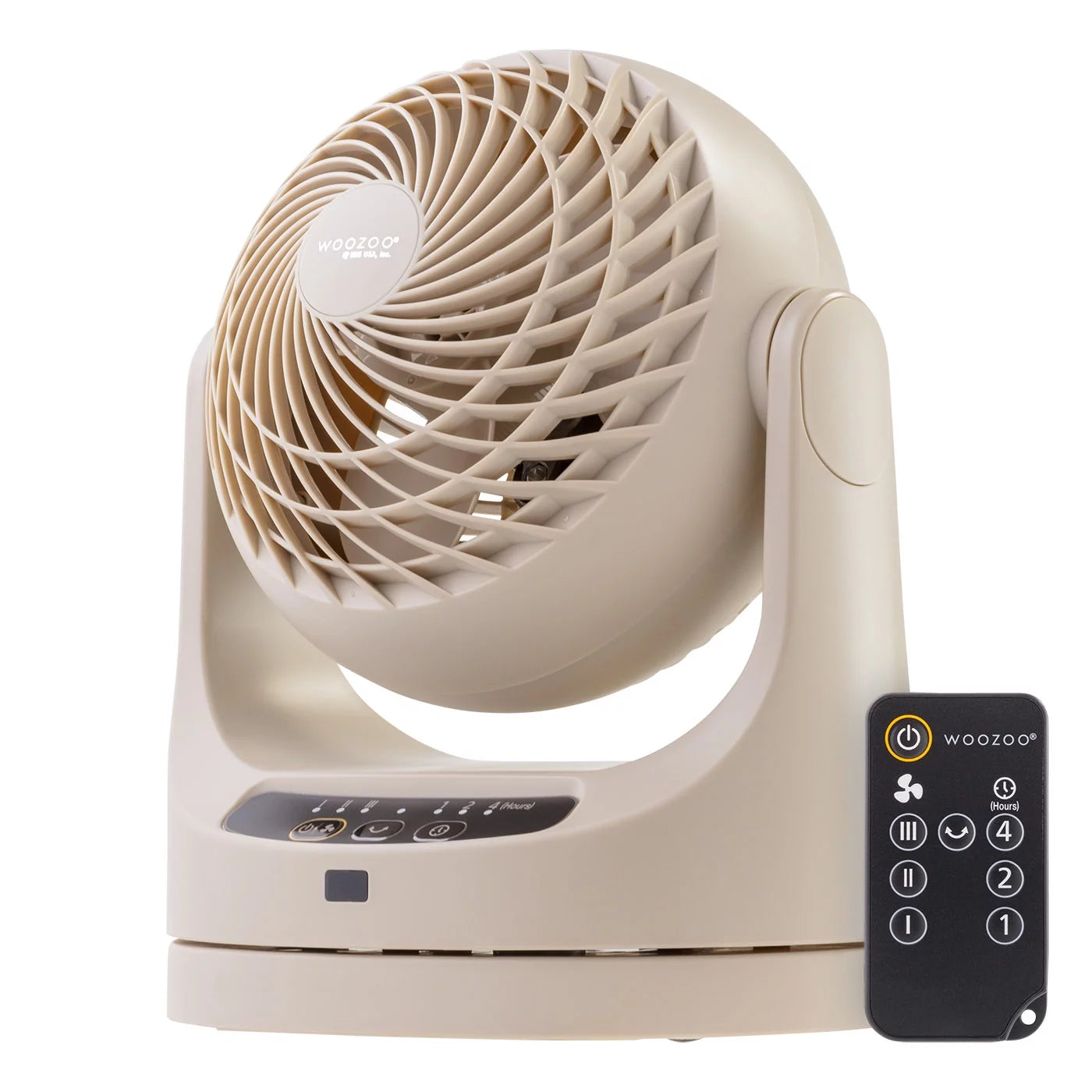 IRIS USA WOOZOO Oscillating Fan, Vortex Fan, Remote Equipped 3-in-1 Fan w/ Timer/ Multi Oscillation/ Air Circulator/ 3 Speed Settings, 46ft Max Air Distance, Medium, Latte