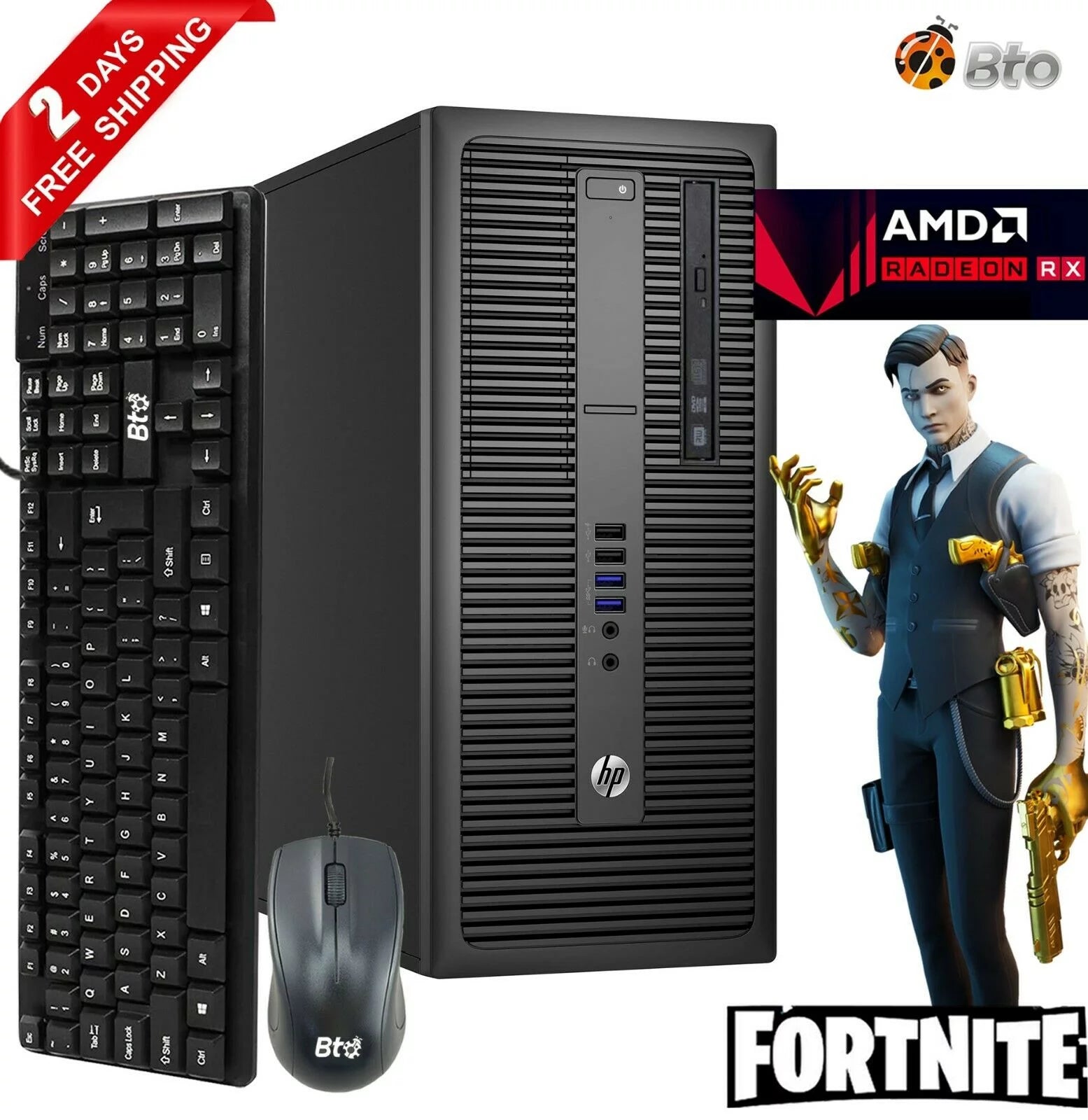 Restored HP Elite/Pro G2 Gaming Computer Tower Desktop PC, Intel Core i5 6th Gen. Processor, 8GB DDR4 Ram, 512GB M.2 SSD, 2TB HDD, AMD Radeon RX 550 Phoenix 4GB DDR5, WiFi Windows 10 (Refurbished)