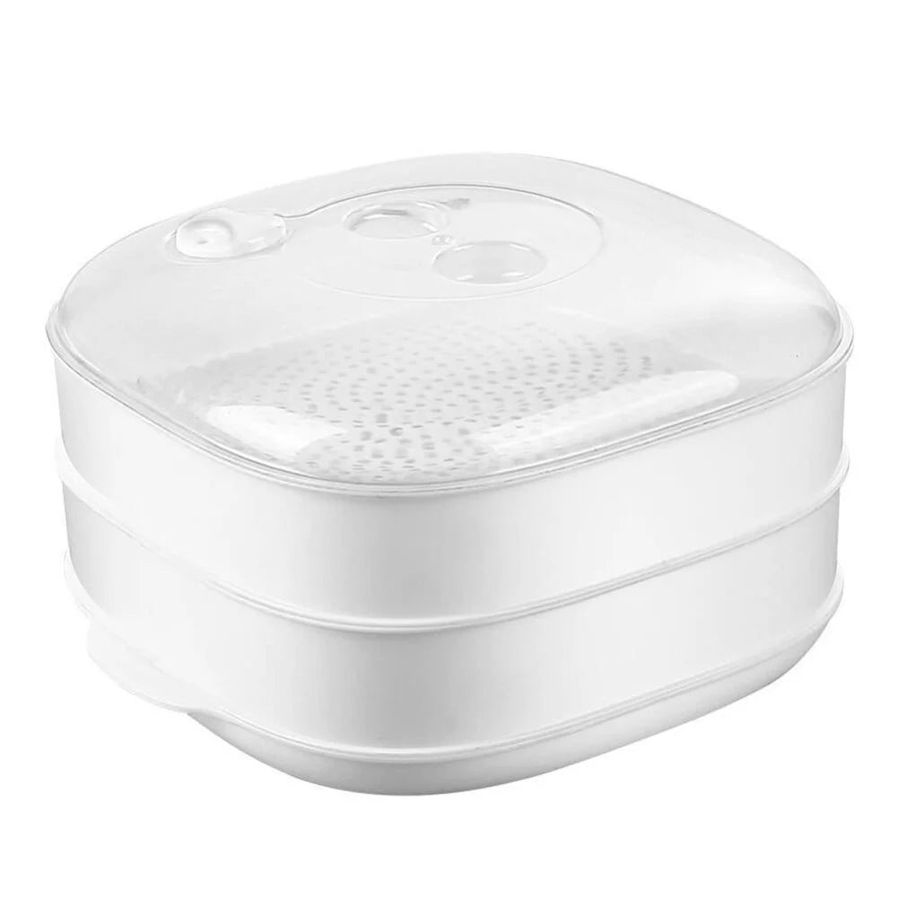 1 Set of Microwave Double Layers Steamer with Lid for Steamed Bun Dumplings