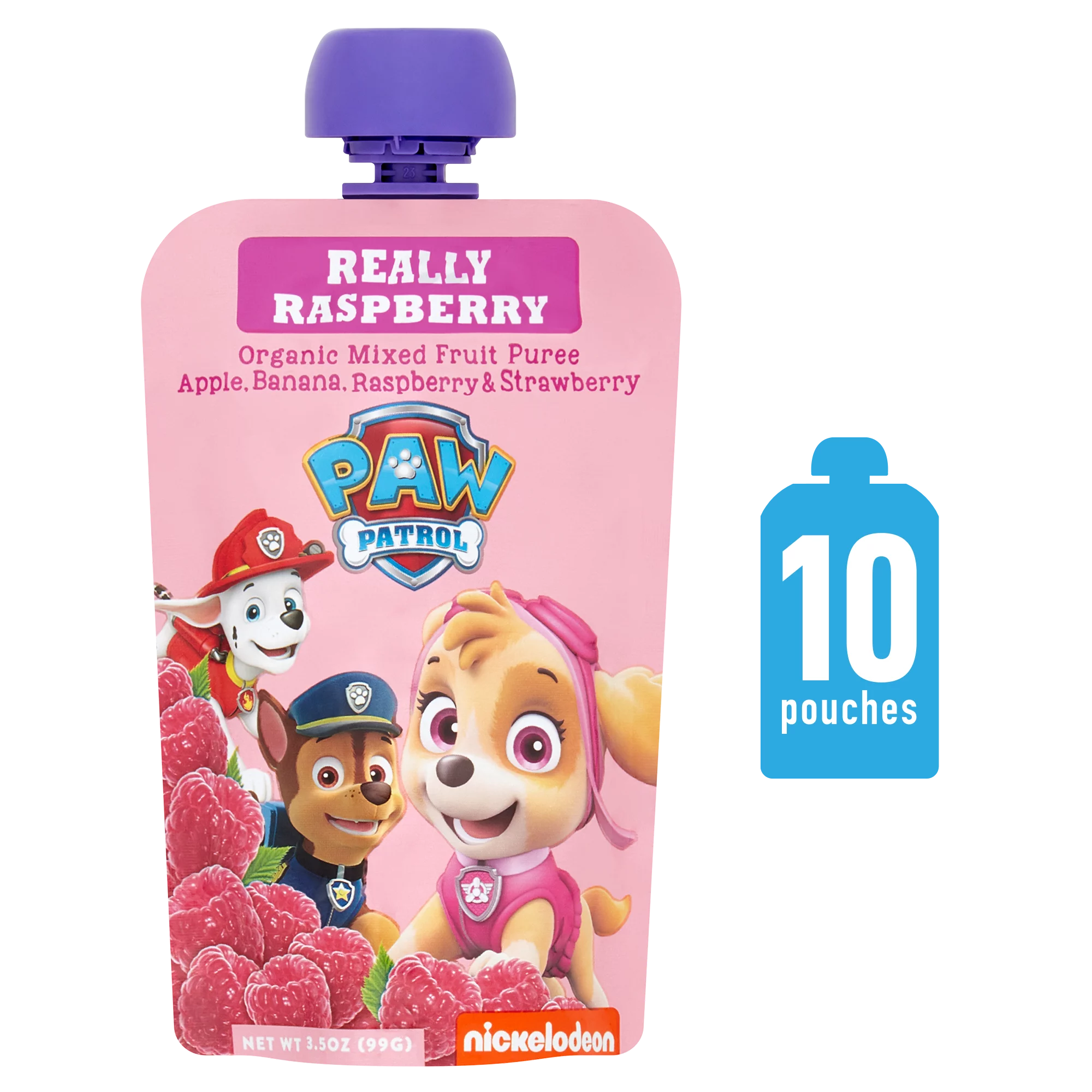 PAW Patrol Really Raspberry Organic Toddler Food, Mixed Fruit, 3.5 oz Pouch, 10 Count