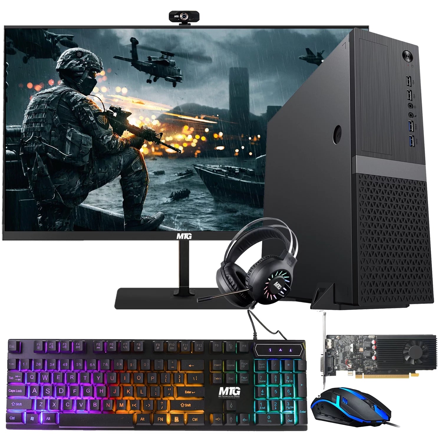 Restored Gaming Desktop, Core i5 8th Gen, TechMagnet Heera, GT 1030 Graphics, 16GB RAM, 240GB SSD | 1TB HDD, MTG New 24 Inch Monitor, RGB Keyboard Mouse, Headphone, Webcam, WiFi, Win11 Pro (Renewed)