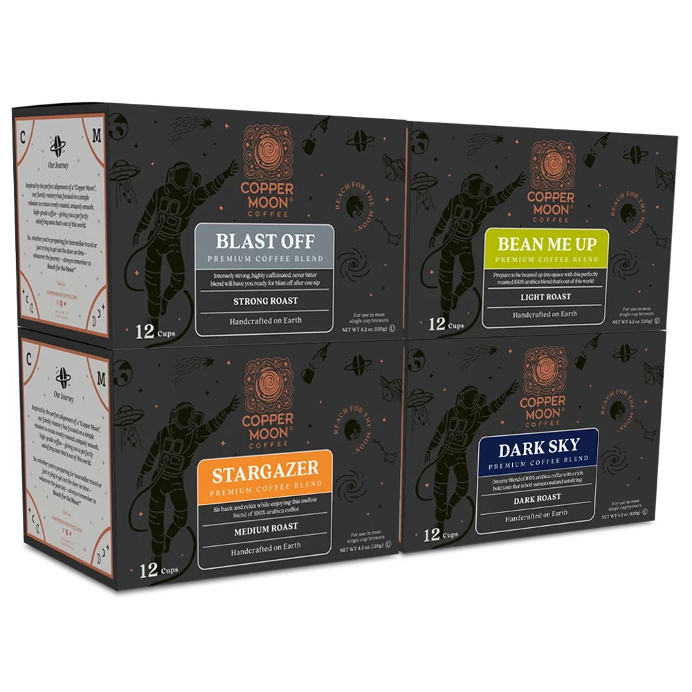 Copper Moon Premium Single Serve Coffee Pods for Keurig K-Cup Brewers, Out of this World Discovery Variety Pack, 48Count