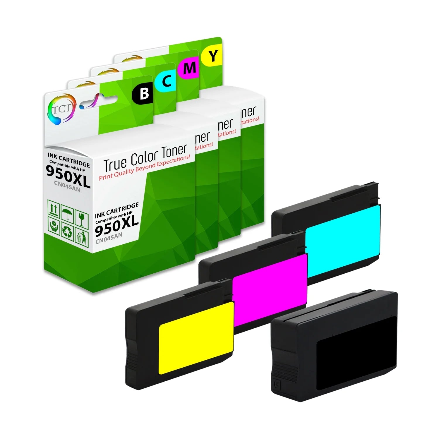 TCT Compatible Ink Cartridge Replacement for the HP 950XL Series - 4 Pack (B, C, M, Y)