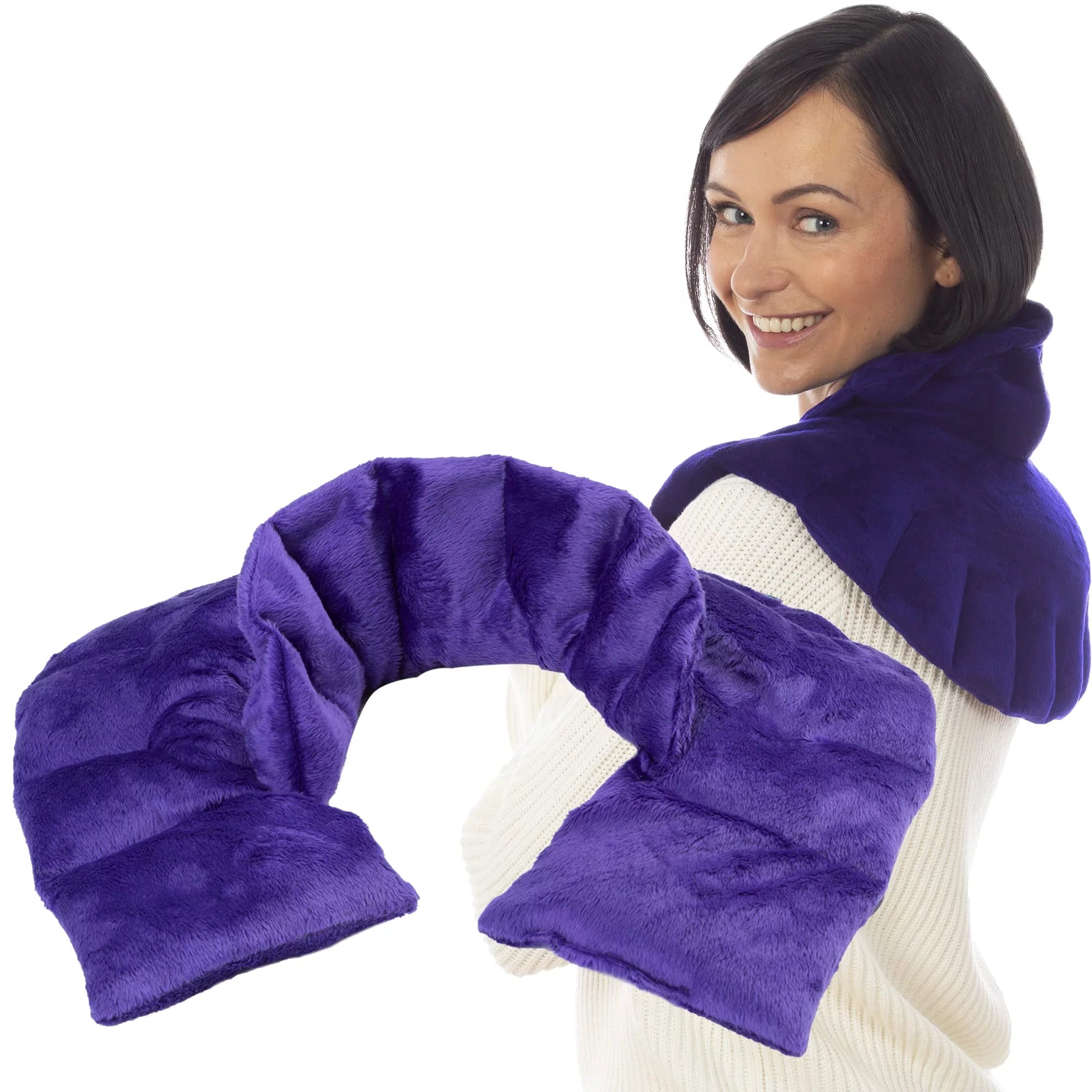 SunnyBay Microwavable Weighted Heating Pad for Neck & Shoulders, Heated Neck Pillow Moist Neck Warmer to Relieve Muscle Tension, Achy Joints, Cramps, or Back Pain, Freeze or Microwave, Purple