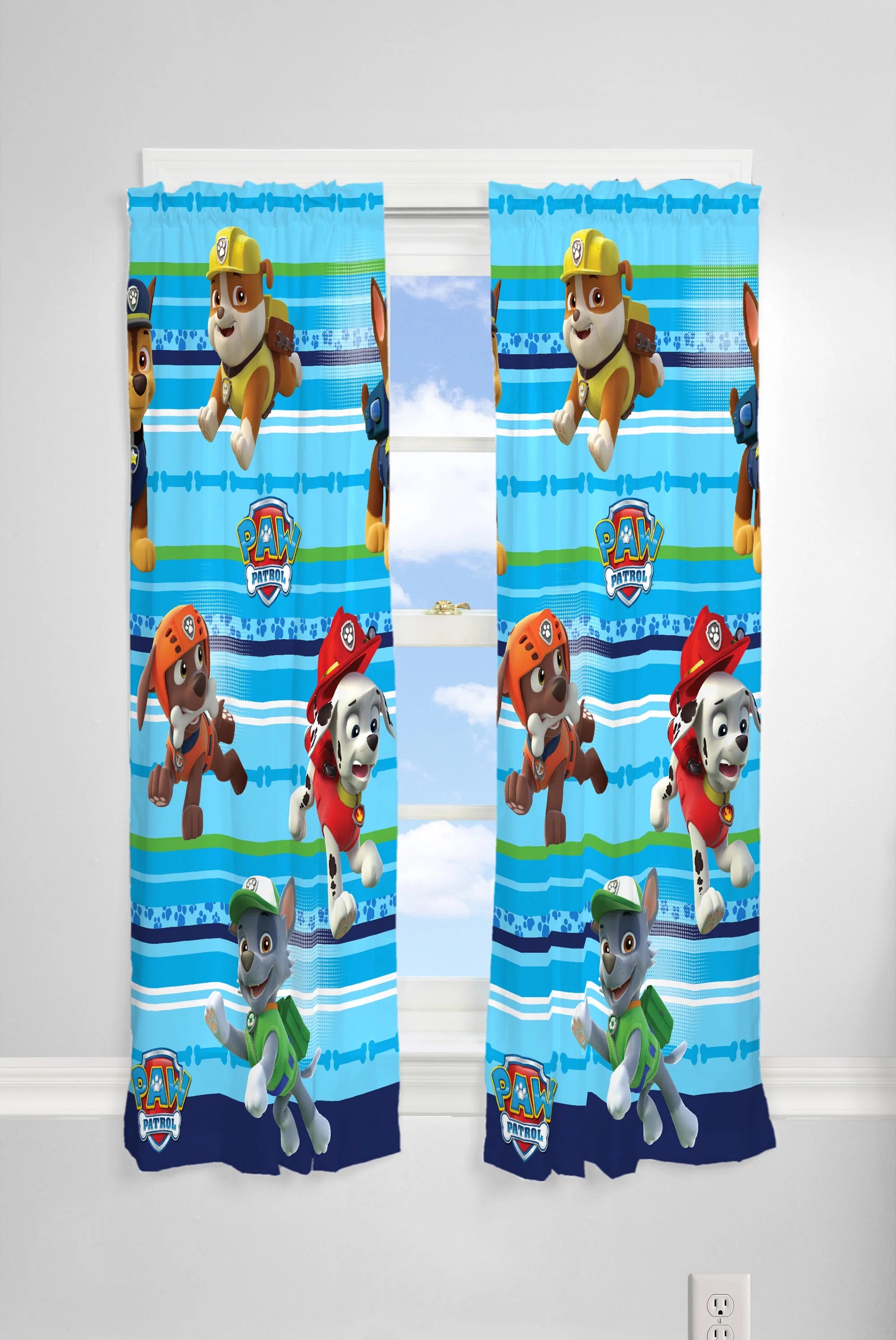 PAW Patrol Kids Bedroom Curtain Panel Set, Set of 2, 63 Length, Blue