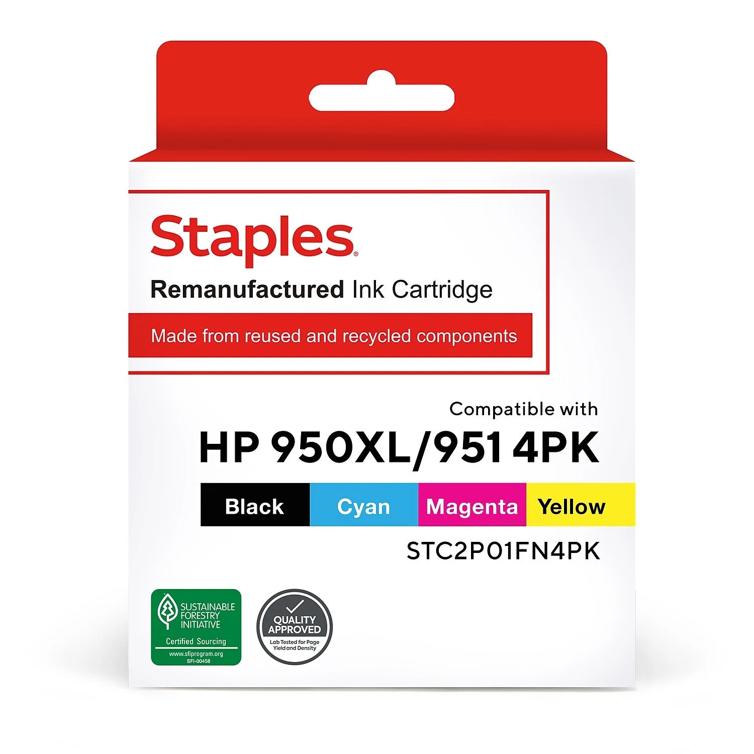 Staples Remanufactured Ink Cartridge Replacement for HP 950XL/HP 951 (Black Cyan Magenta Yellow