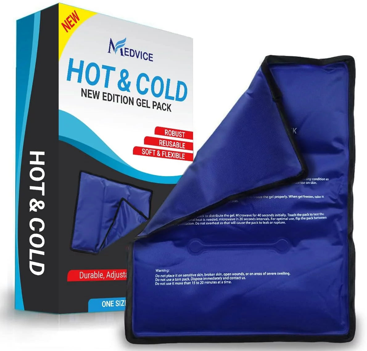 Dual Gel Cold & Hot Pack - 11.5x14.25 Reusable Large Ice Packs for Injuries and Back Pain, Neck Pain, Shoulder Pain, and Knee Pain Relief, Warm Compress and Cold Compress Pad