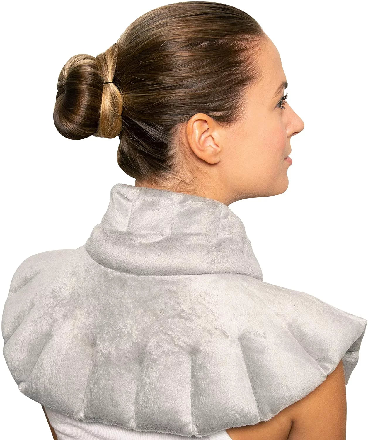 Bed Buddy Neck and Shoulder Wrap, Hot Cold Therapy for Muscle Pain, Lavender/Chamomile, Gray