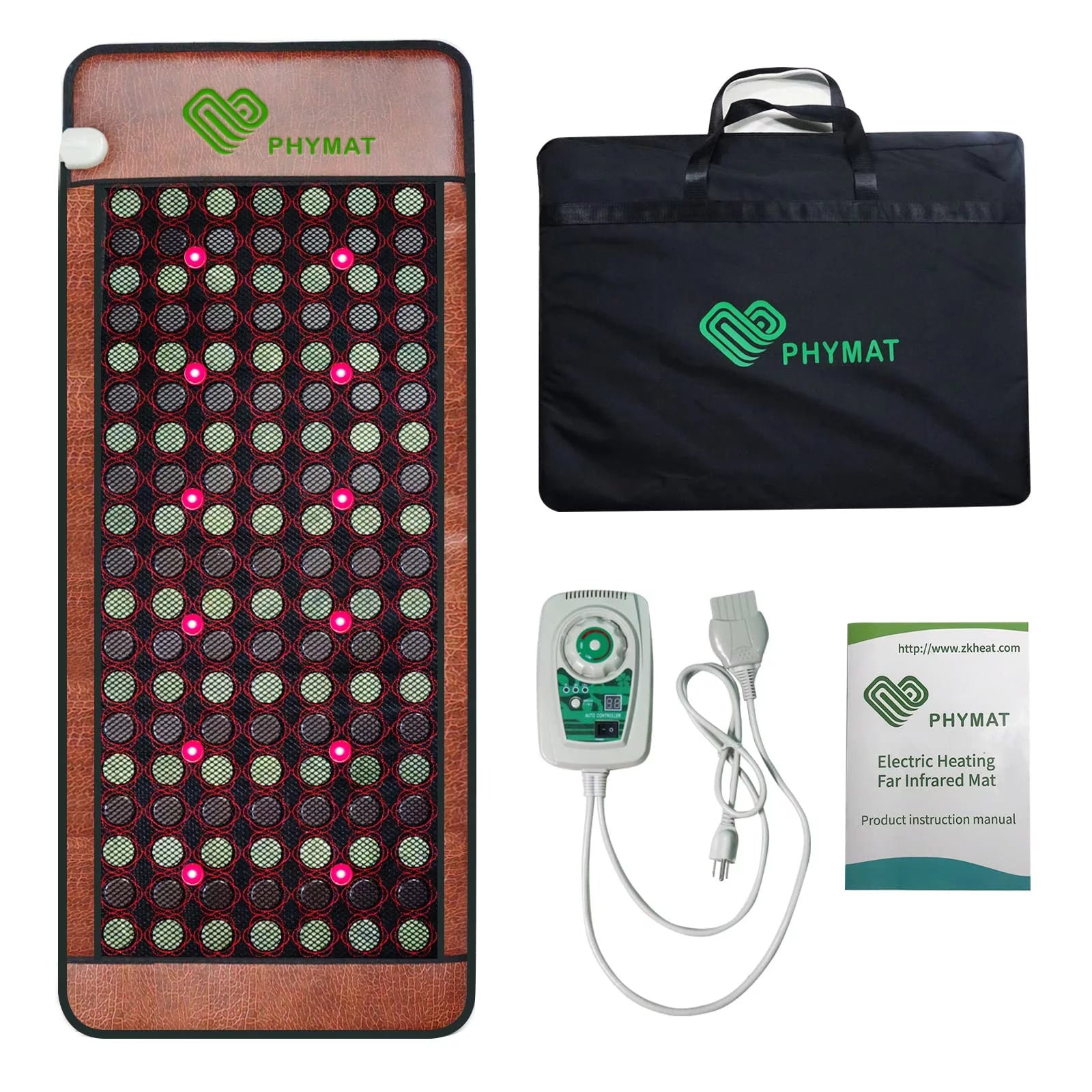 PHYMAT Large Size Far Infrared Heating Pad - Hot Stone Jade Tourmaline - 67x27 Red Light Infrared Heating Mat for Full Body - Jade Heating Pad with Auto Shut Off - Overheat Protection,Smart Control