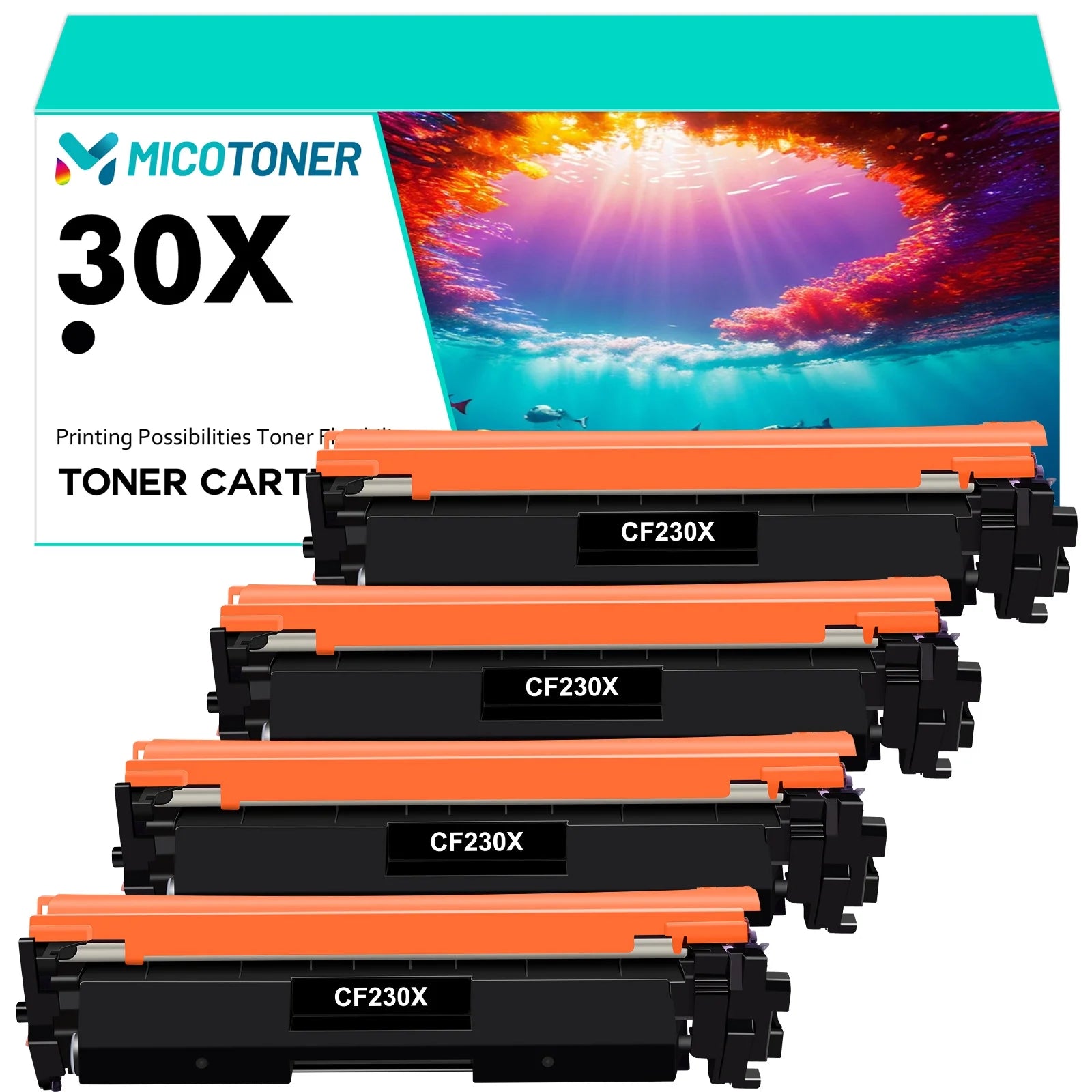 30X Compatible Toner Cartridge for HP CF230X CF230A 30X 30A LaserJet Pro MFP M227fdn/M227fdw/M227sdn, M203d/M203dn/M203dw(Black 4-Pack)