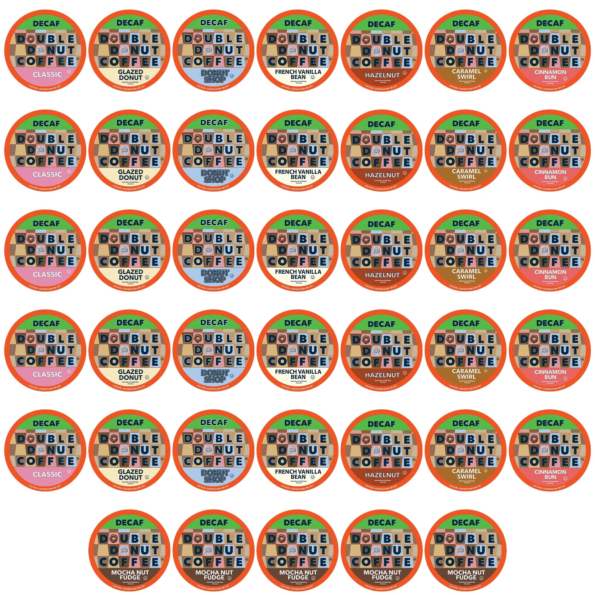 Double Donut Decaf Coffee Pods Variety Pack,  Medium Roast Coffee Pods, Single Serve Coffee for Keurig K Cups Machines, 40 Count