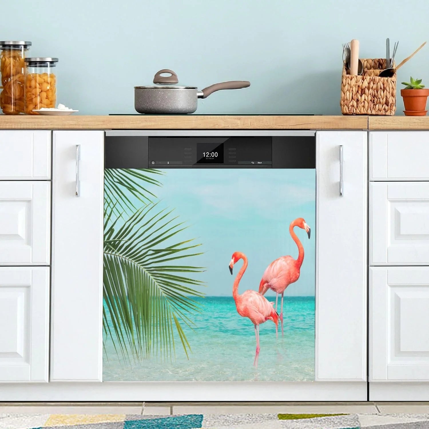 Coolnut Flamingo Dishwasher Magnet Cover Decorative Magnetic Door Cover Front Dishwasher Cover Decoration Kitchen Magnetic Panel Sticker for Kitchen,23x26inch
