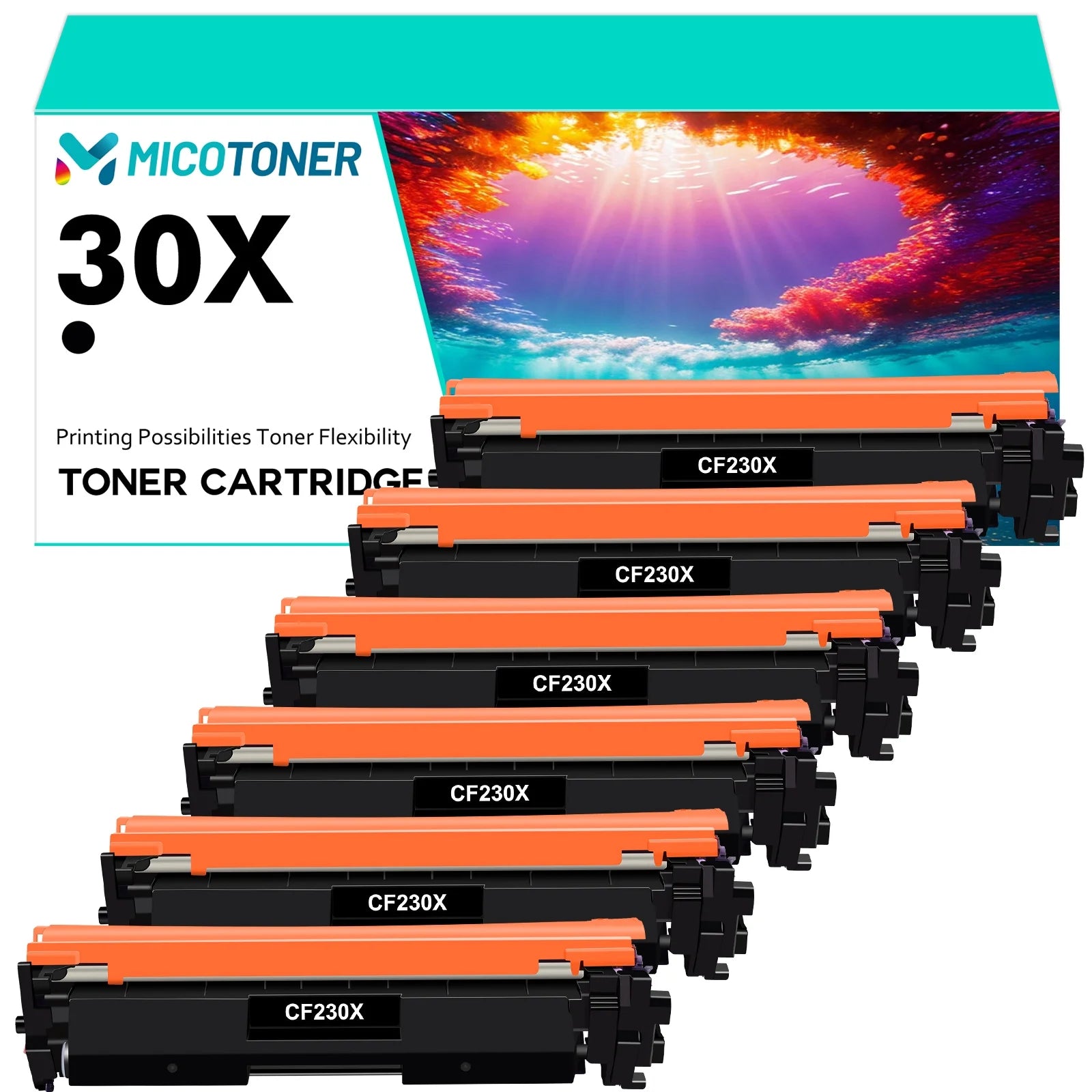 CF230X 30X Compatible Toner Cartridge for HP CF230X 30X CF230A 30A LaserJet Pro MFP M227fdn/M227fdw/M227sdn, M203d/M203dn/M203dw(Black 6-Pack)
