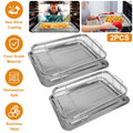 iMounTEK 2Pcs Air Fryer Basket Tray Cooking Baking Pans 15.35x11.61in Stainless Steel Rustproof Non-Stick Oven Pan and Tray for Bake Grill Crispy Food, Silver