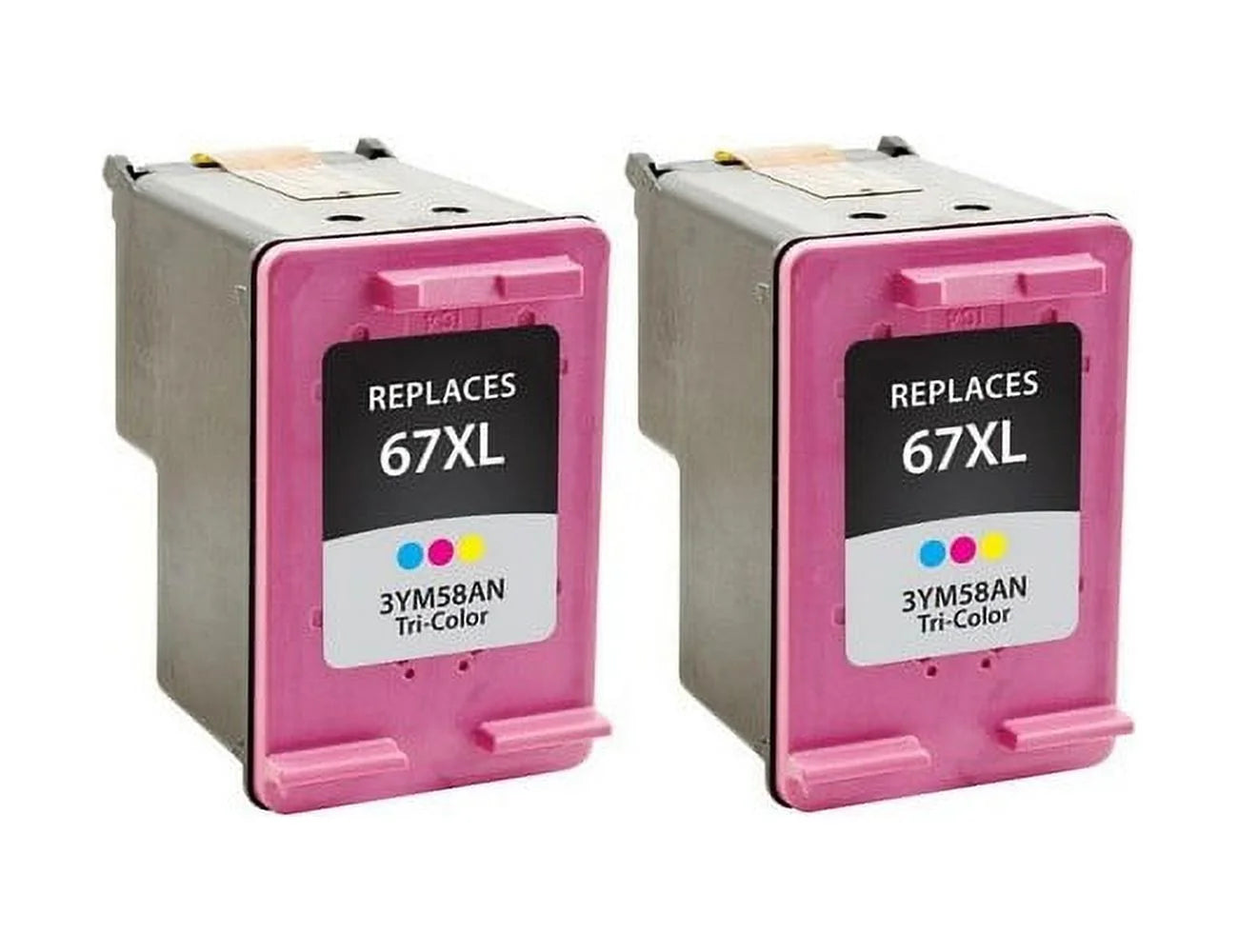 PrinterDash Replacement for Deskjet 2724/2725/2755e/4140/4155/Envy 6020/6030/6052/6075/6455/6475 Tri-Color High Yield Inkjet (2/PK-200 Page Yield) (NO. 67XL) (3YM55AE_2PK)