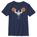 Boy's Fortnite Yarn Lifter Meowscles  Graphic Tee Navy Blue Large