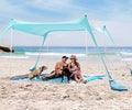 SUN NINJA Pop Up Turquoise Beach Tent UPF50+ with Shovel, Pegs & Stability Poles