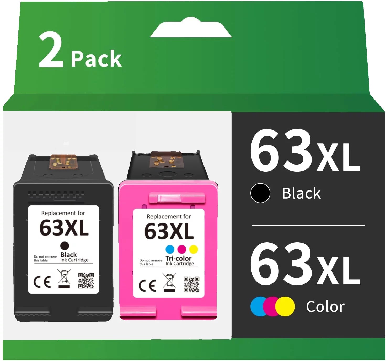 Compatible 63XL 63 XL High Yield Ink Cartridge Replacement for HP OfficeJet 3830 4650 5200 5255 Envy 4520 4512 4513 Deskjet 1110 1112 2130 Printer