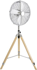 Simple Deluxe Retro Tripod Fan, Home Air Circulation Nostalgic Vertical Fan,Adjustable Height, Silver-16 inch