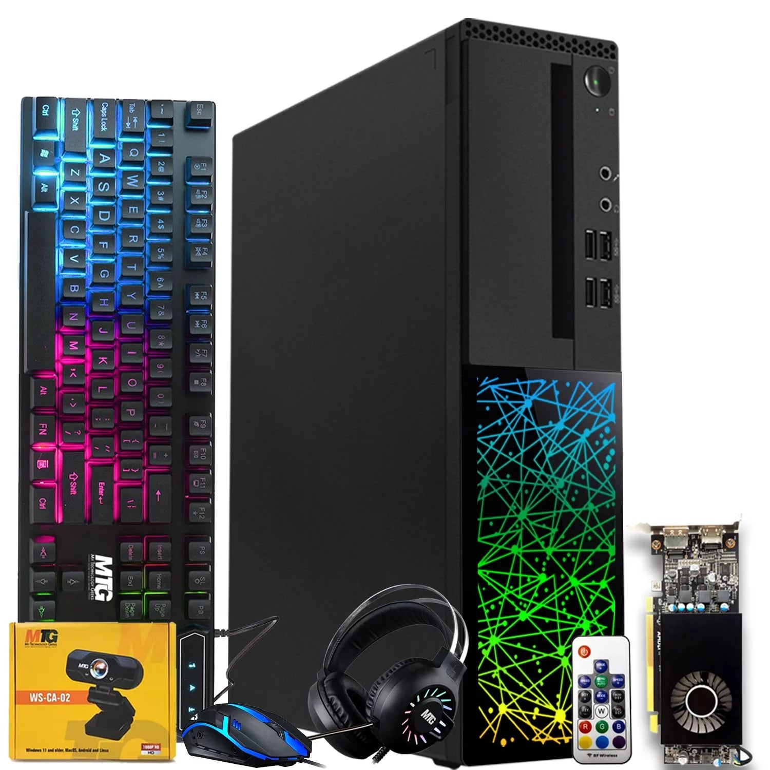 Restored Gaming Desktop PC, Intel i5 6th Gen, TechMagnet Galaxy, 16GB RAM, 240GB SSD, RX 550, RGB Keyboard Mouse, Headphone, Webcam, Win 10 Pro (Refurbished)