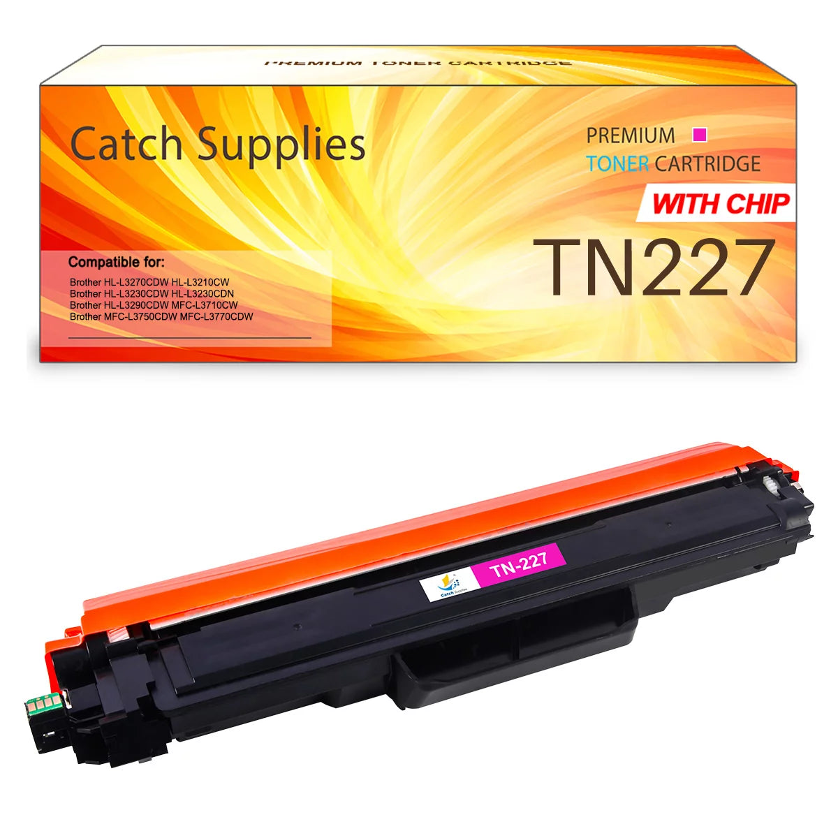 Catch Supplies Compatible Toner for Brother TN 227 TN227M TN223 TN223M for HL-L3210CW HL-L3290CDW MFC-L3710CW MFC-L3770CDW Printer Ink (Magenta, 1-Pack)