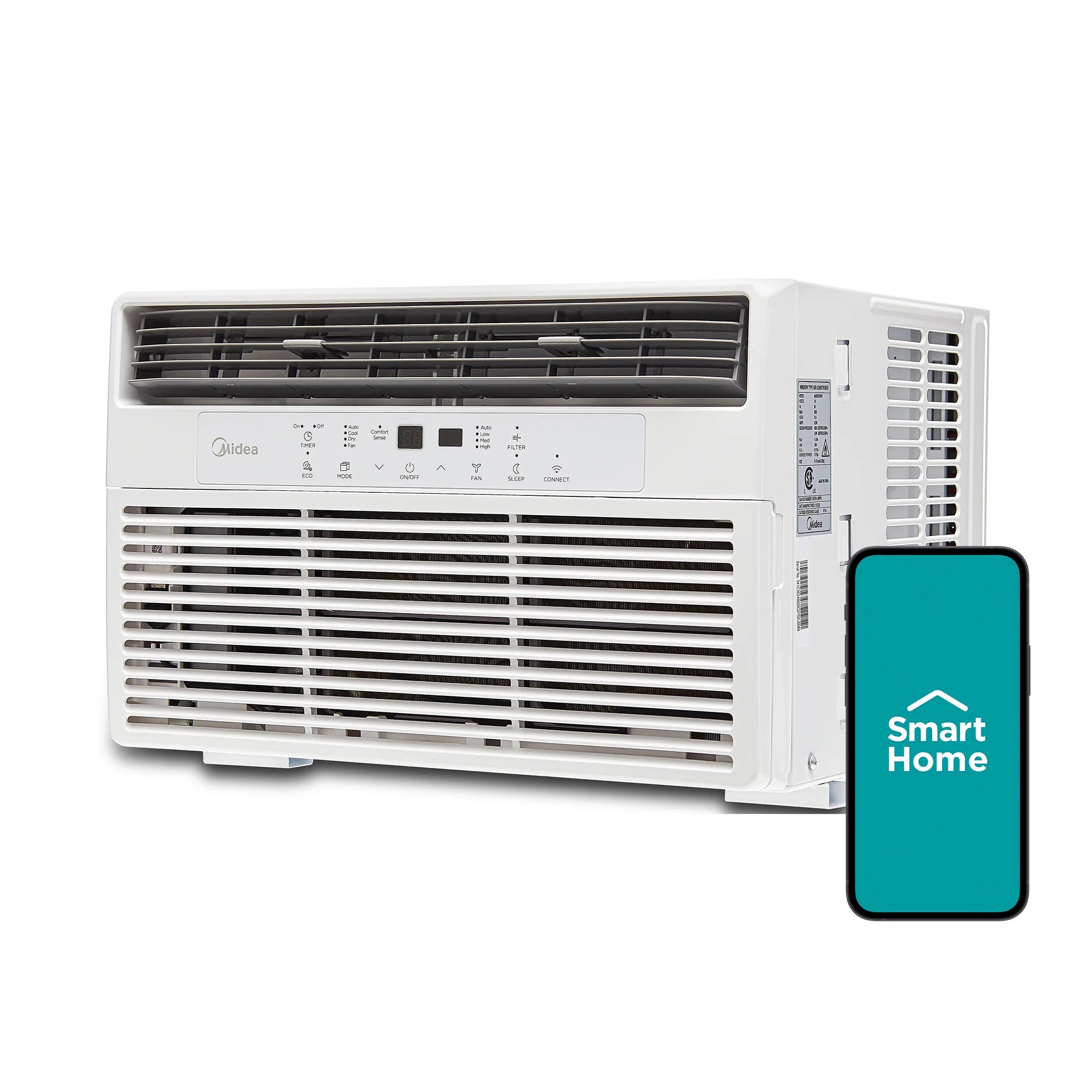 Midea 12,000 BTU 115V Smart Window Air Conditioner with ComfortSense Remote, Cools up to 550 Sq. Ft., White, MAW12S1DWWT