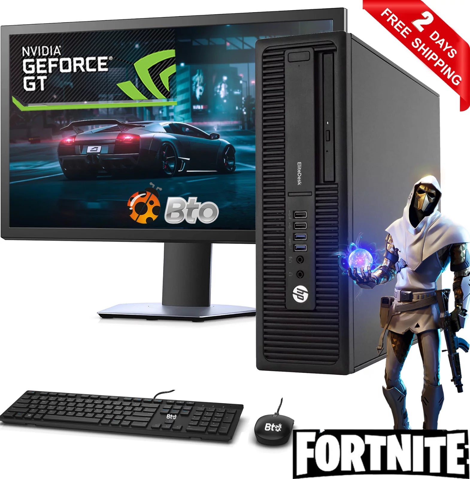 Restored Gaming HP EliteDesk 800 G1 sff Computer Desktop PC, Intel Core i5 Processor, 16GB Ram, 2TB Hard Drive, 120GB SSD, NVIDIA GeForce GT 1030 DDR5, New 19 inch LCD, WiFi, Windows 10 (Refurbished)