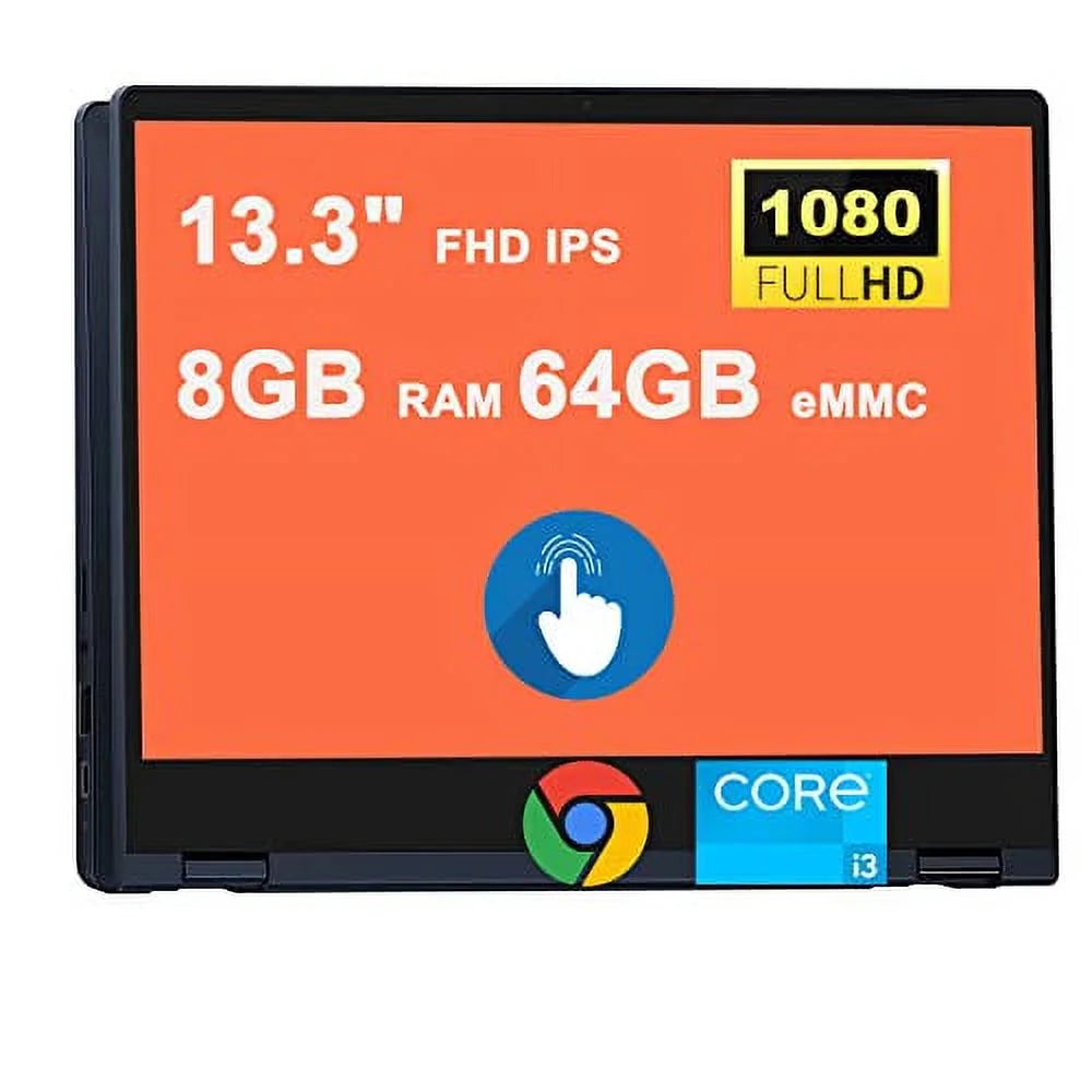 Lenovo IdeaPad Flex 5 Chromebook 13 2-in-1 Laptop 13.3 FHD IPS Glossy Touchscreen 11th Generation Intel Core i3-1115G4 Processor 8GB RAM 64GB eMMC Backlit USB-C ChromeOS Blue + Pen