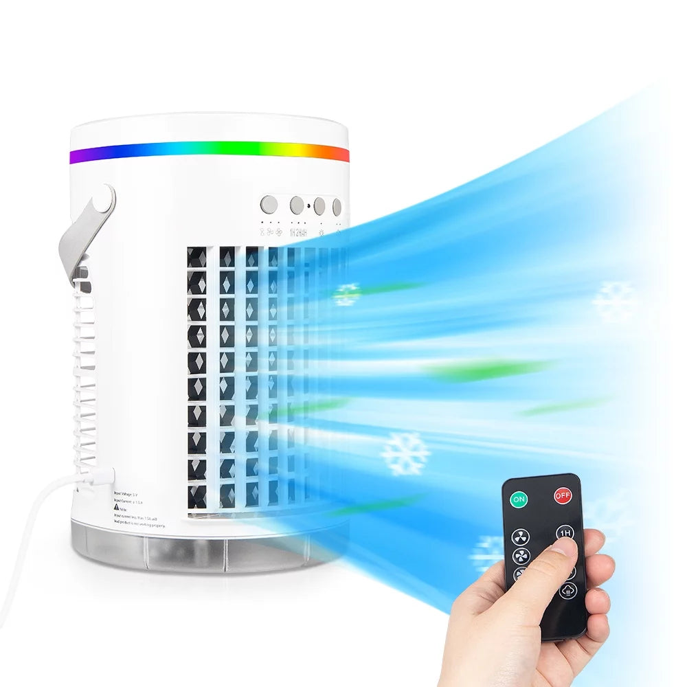 JahyShow White USB Powered Cooling Fan - 1400ml Tank, 8-10 Hours Runtime, Remote Included