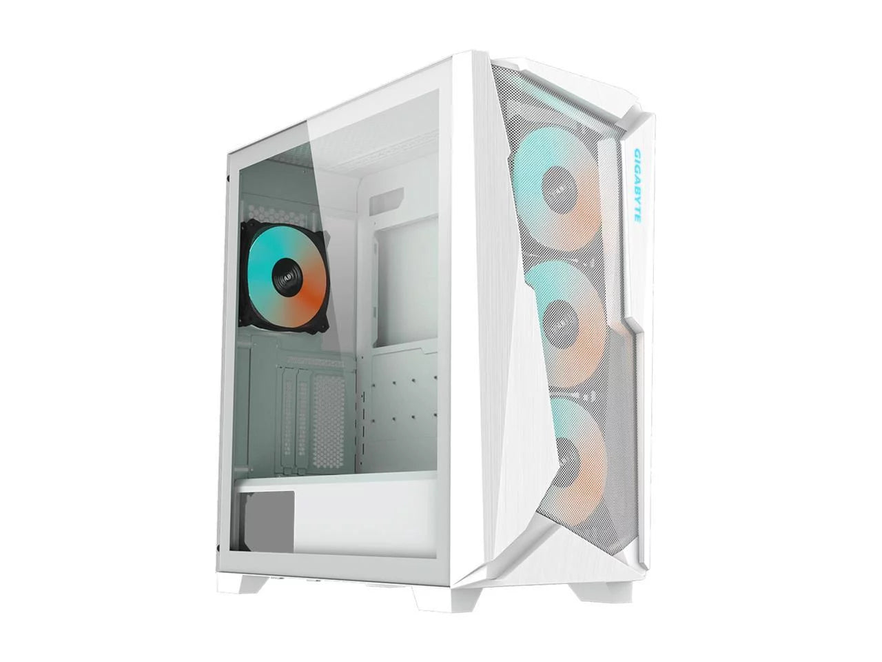 GIGABYTE C301 GLASS WHITE - White Mid Tower PC Gaming Case, Tempered Glass, USB Type-C, 4x ARBG Fans Included (GB-C301GW)