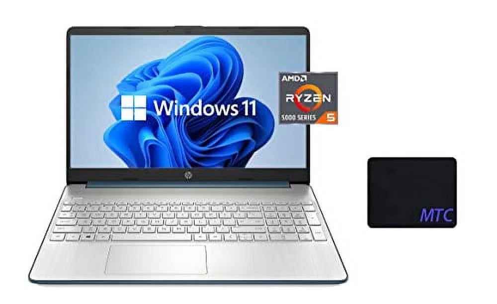 HP 15.6 FHD Laptop, AMD Ryzen 5 5500U 6-core (up to 4.0GHz), AMD Radeon Graphics, 20GB DDR4 RAM, 512GB PCIe SSD, Long Battery Life, WiFi, HDMI, Webcam, Windows 11, Spruce Blue, with MTC Mousepad