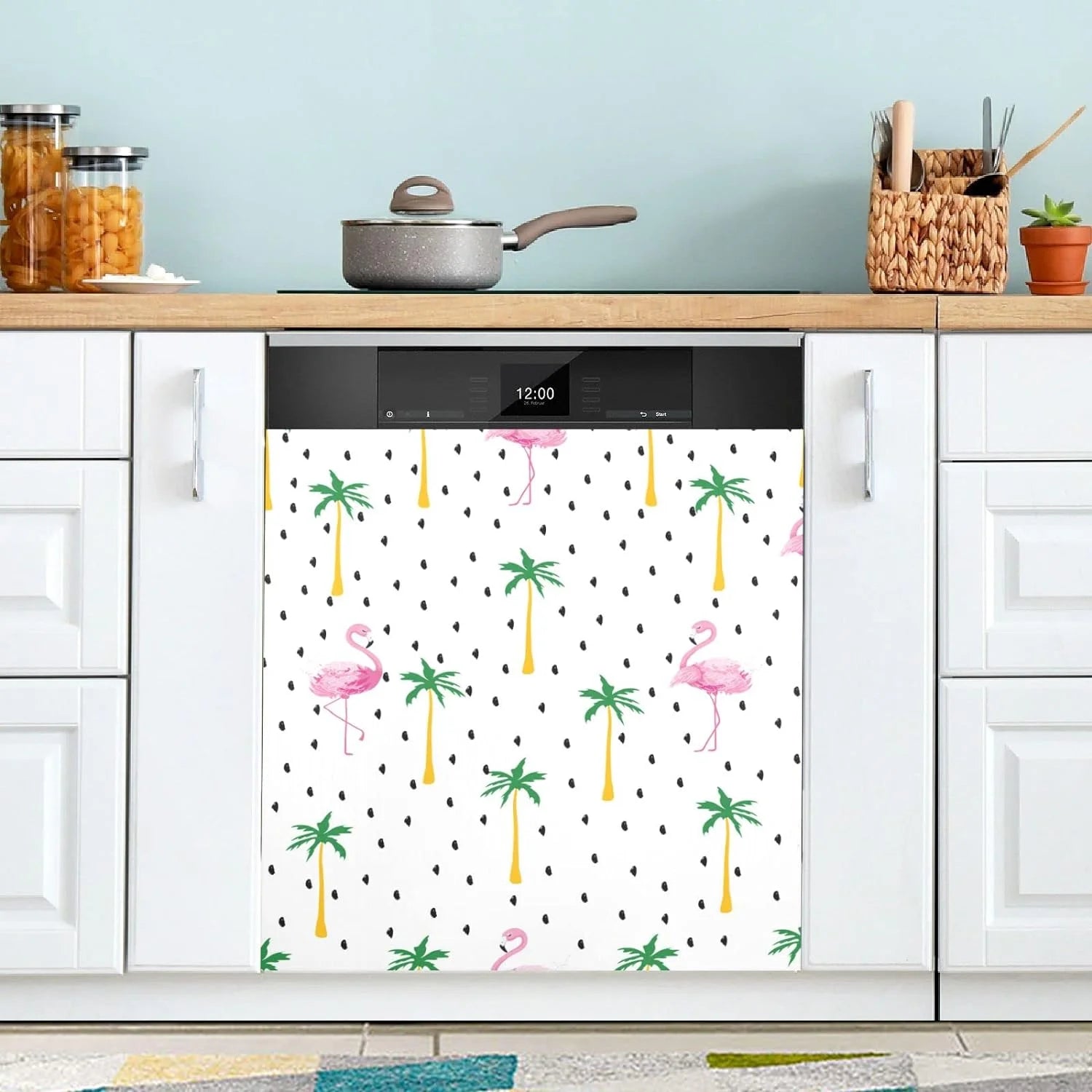 Coolnut Flamingo Dishwasher Magnet Cover Decorative Magnetic Door Cover Front Dishwasher Cover Decoration Kitchen Magnetic Panel Sticker for Kitchen,23x26inch