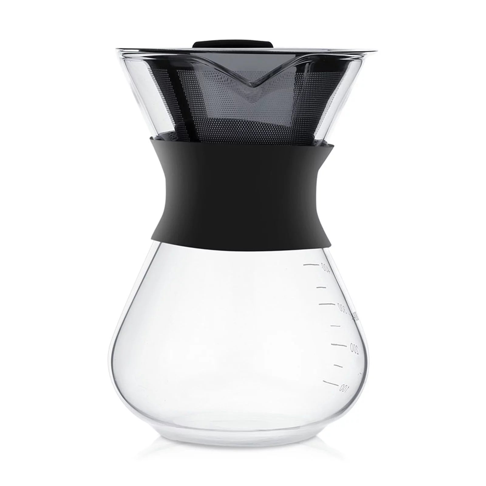 TKSE Manual Hand Drip Coffee Maker Glass Pot, With Stainless Steel Filter