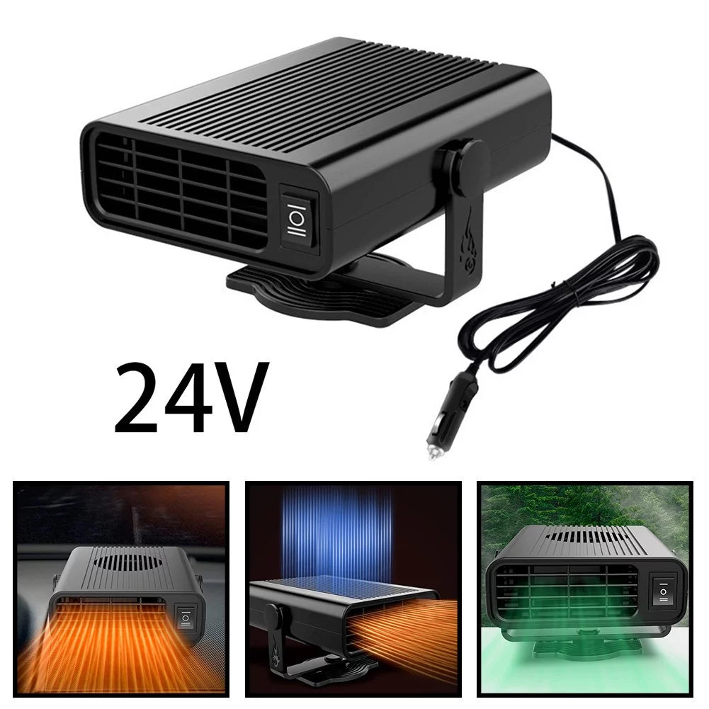 24V 2 in 1 Portable Car Cooler, Auto Electronic Air Conditioner Fan Fast Cooling Car Heater Heating/Natural Wind Function