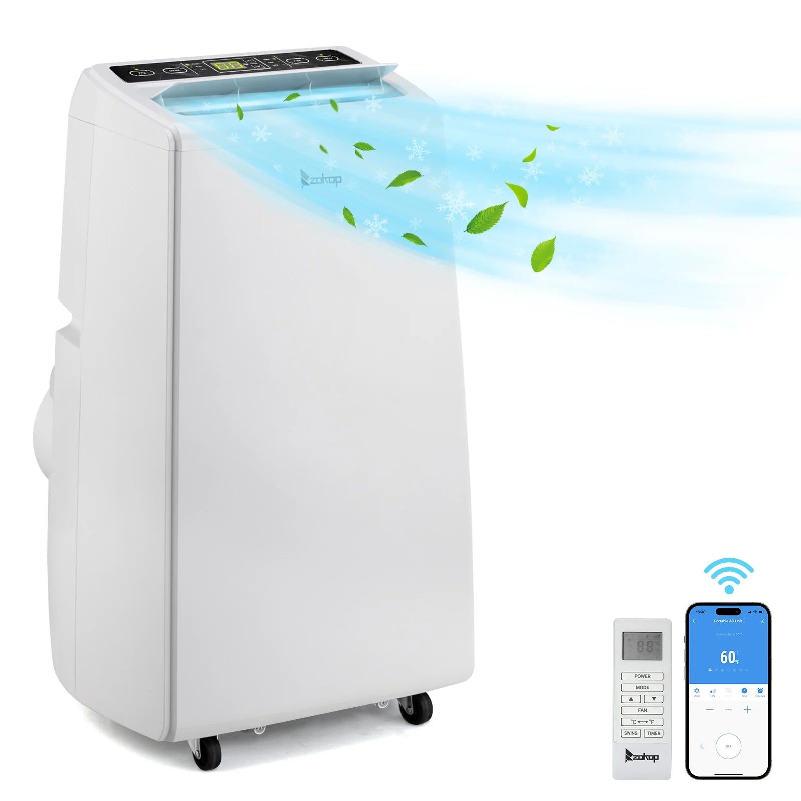 Ktaxon Smart WiFi Enabled 8250BTU (12000BTU ASHRAE) Portable Air Conditioner & Dehumidifier Function w/ Remote