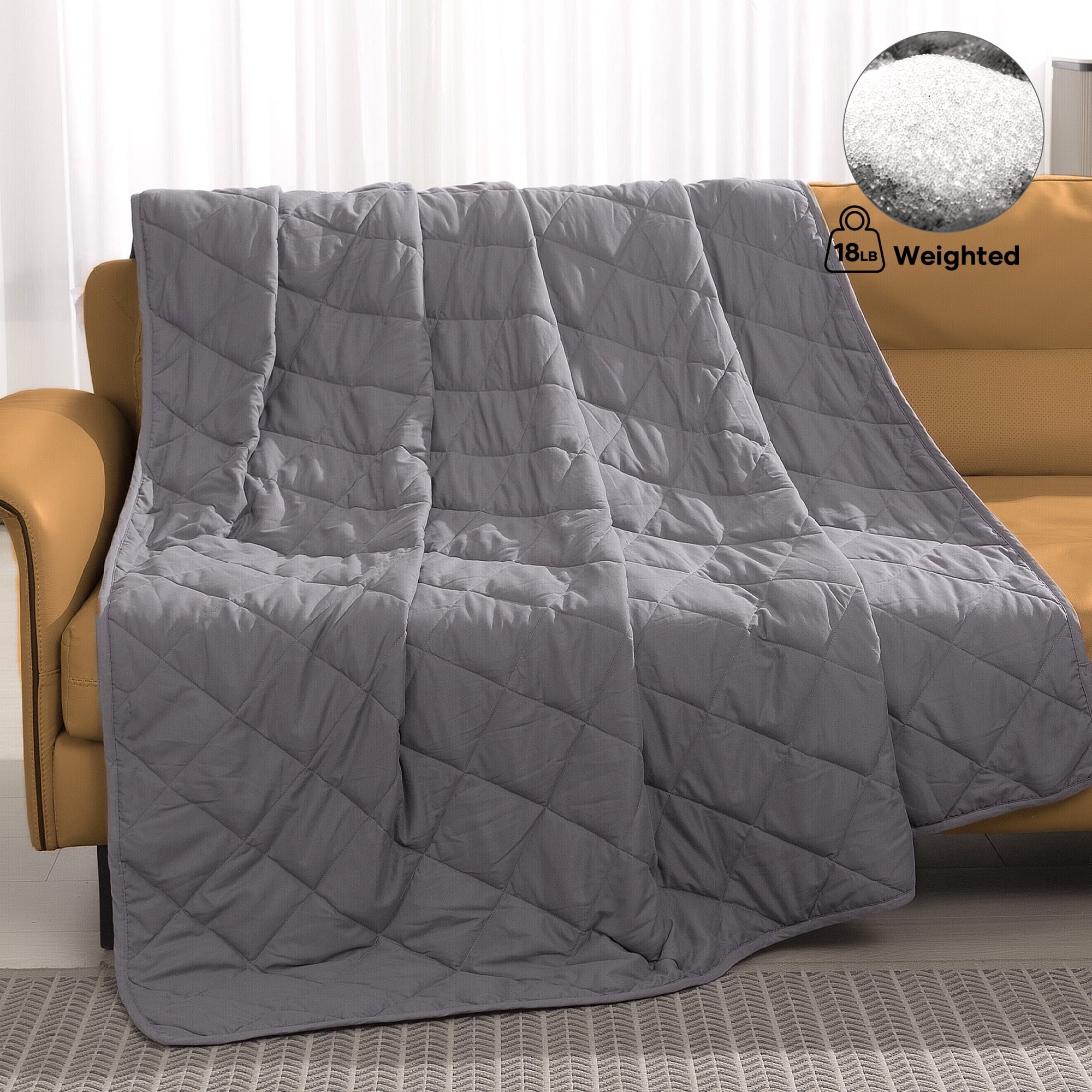 MARNUR Weighted Blanket 18 lbs Queen Size Heavy Breathable Cooling Blanket for Adults, 60 x 80, Gray