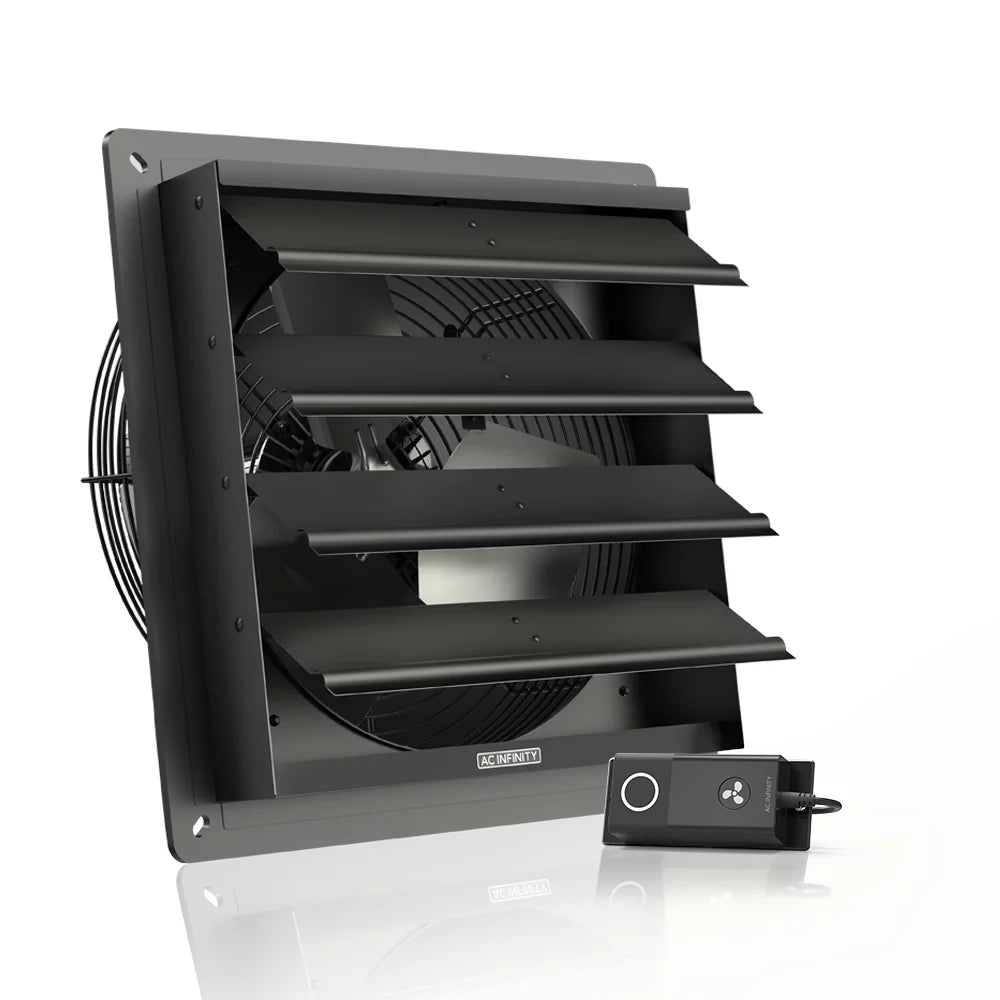 AC Infinity AIRLIFT S14, Shutter Exhaust Fan 14¡± with 10-Speed Controller, EC Motor - Wall Mount Ventilation and Cooling for Sheds, Attics, Workshops, and Greenhouses