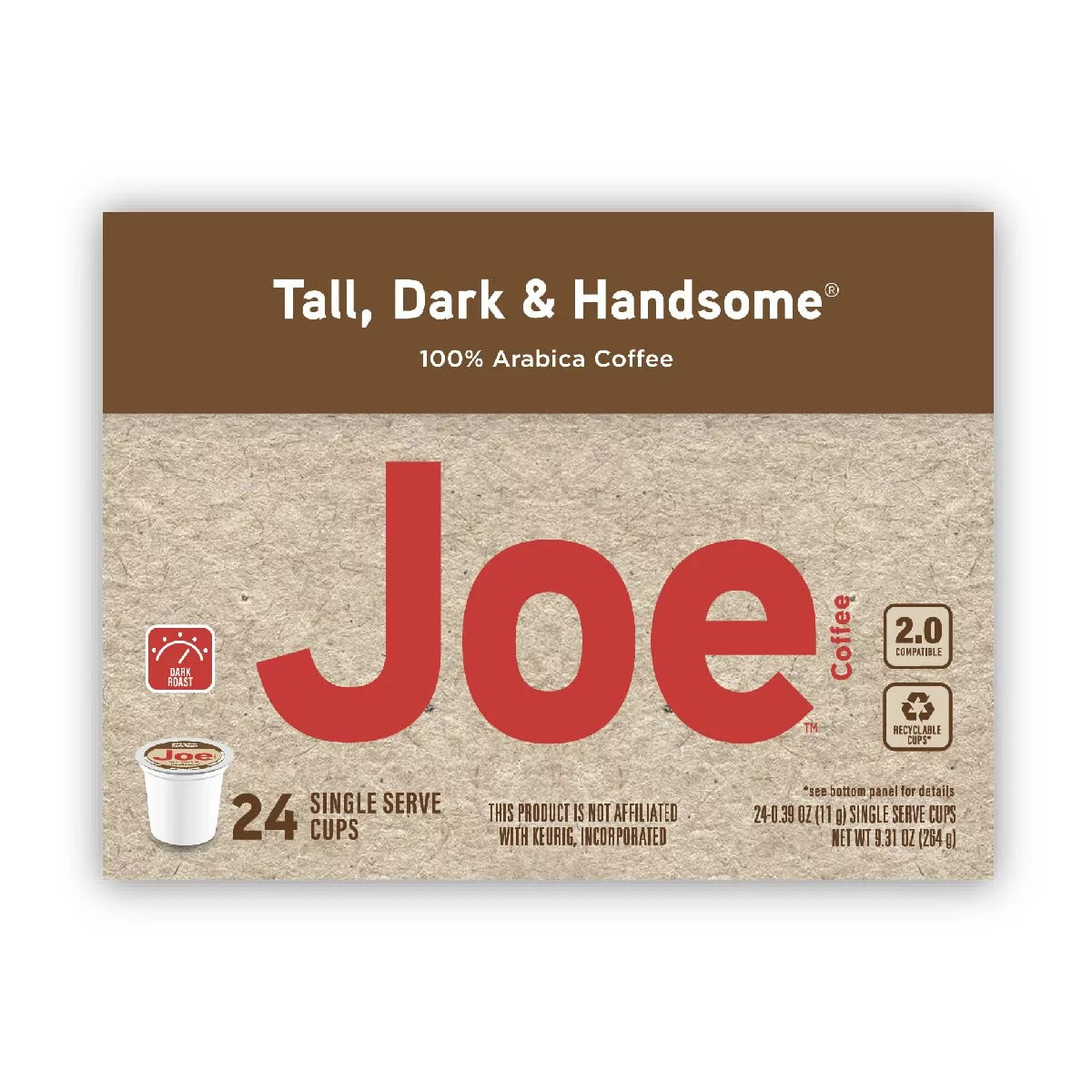 Joe Knows Coffee Tall Dark and Handsome Single Serve Coffee Cup 24 Count