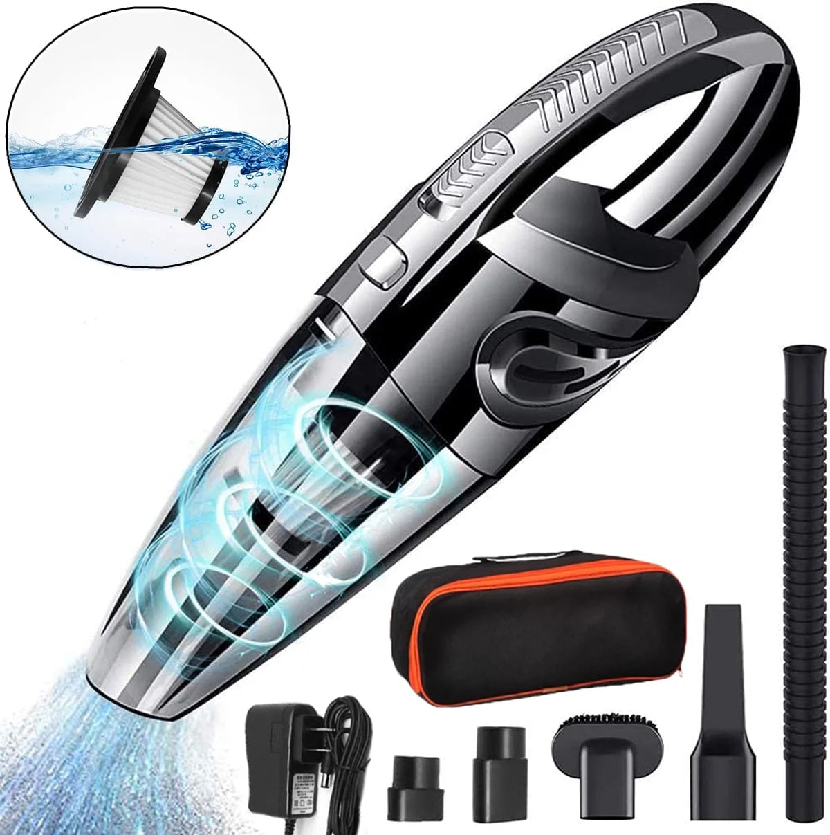 Portable Car Vacuum Cleaner,ACEUR 4000 PA Cordless Handheld Vacuum,Rechargeable Wet Dry Dustbuster Multi-purpose for Pet Hair Home Car