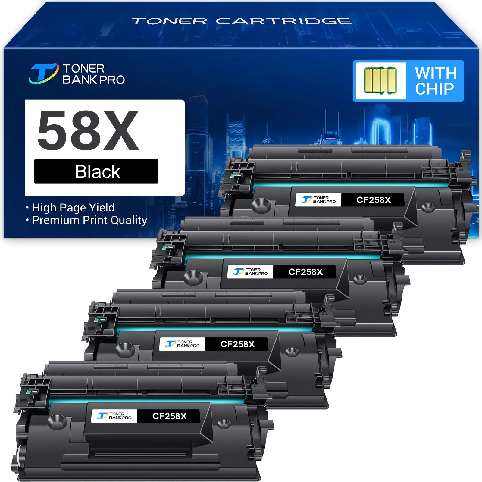 Compatible for HP 58X High-yield Laserjet Toner Cartridge Black With Chip CF258X 58A CF258A HP LaserJet Pro M404n M404dn M404dw MFP M428fdw M428fdn M428dw M406dn M430f M404 M428 Printer Ink