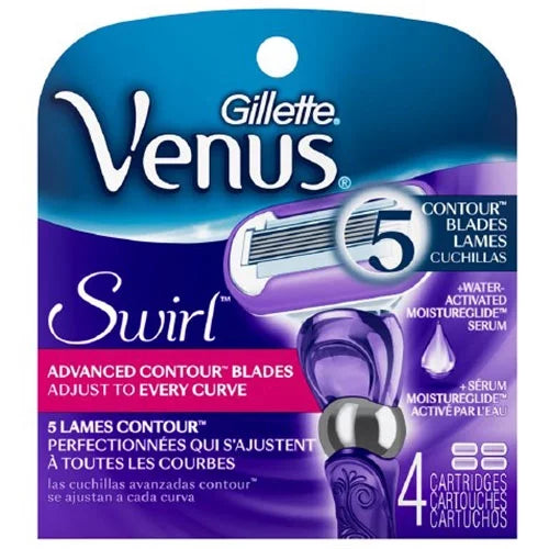 Gillette Venus Swirl Womens Razor Refills, Advanced Contour Blades - 4 Ea, 6 Pack