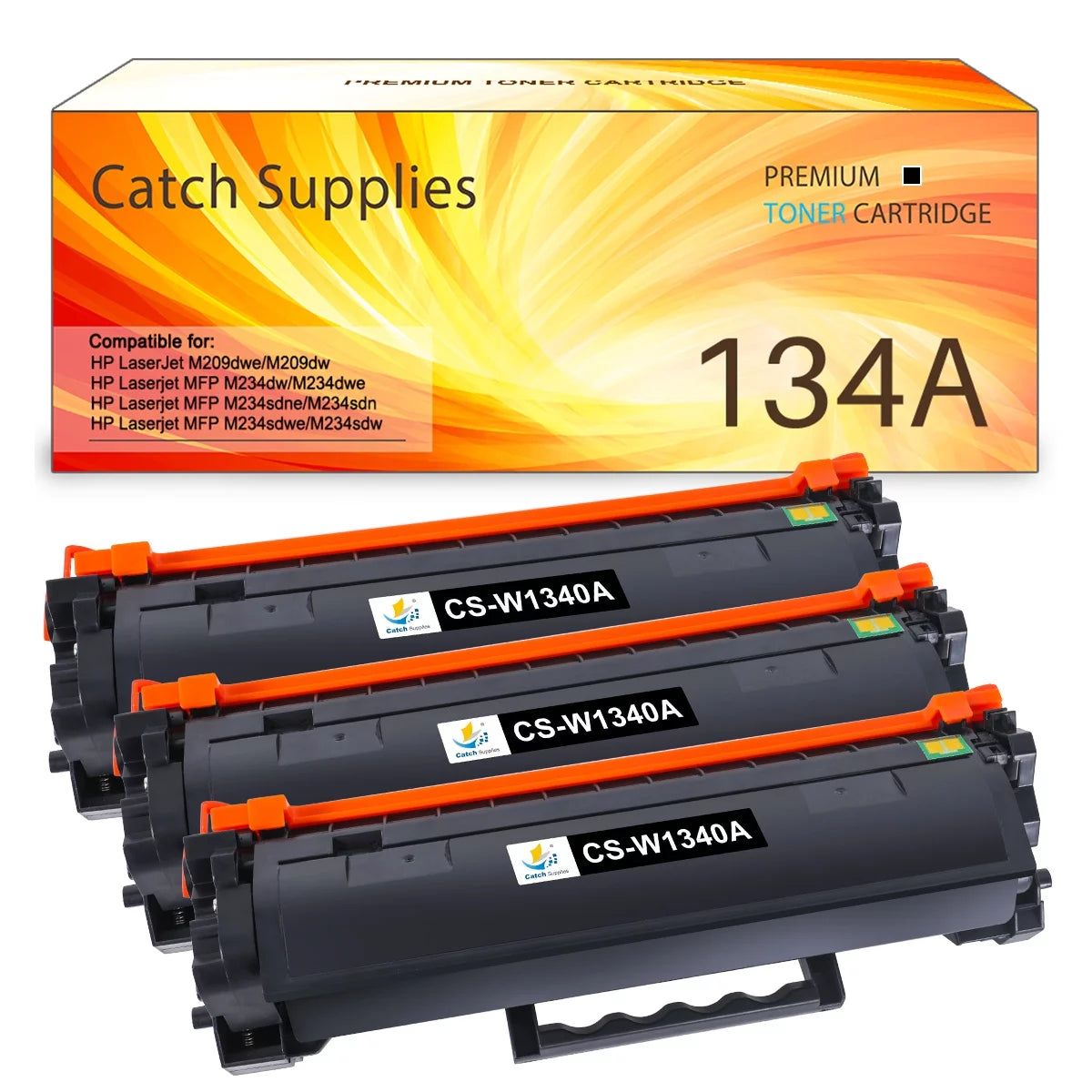 Catch Supplies NO CHIP 3-Pack Compatible Toner for HP 134A Black W1340A W1340X High Yield Toner for HP LaserJet M209dw MFP M234dw MFP M234sdn MFP M234sdw 3 * Black