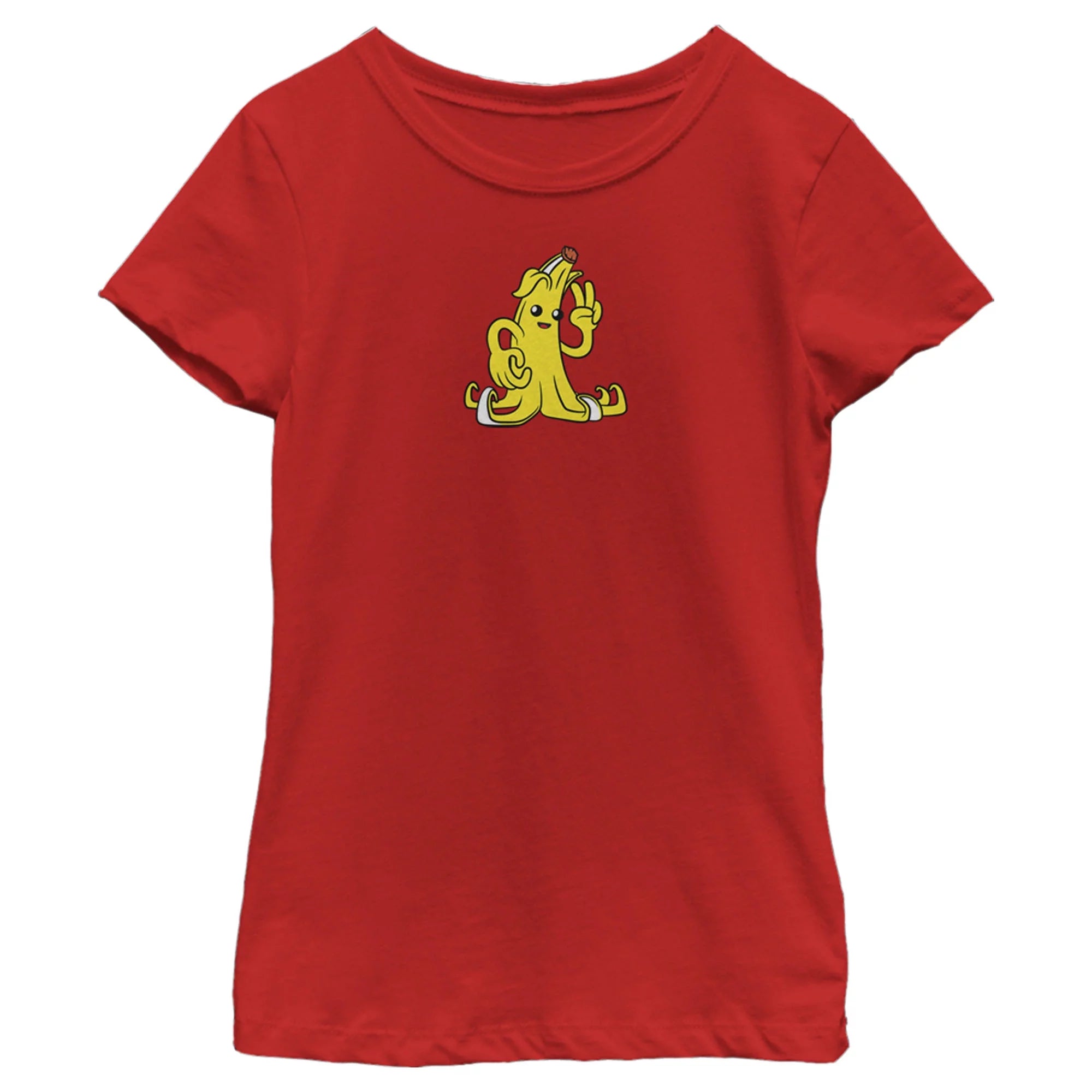 Girl's Fortnite Peely Peace Sign  Graphic Tee Red X Large