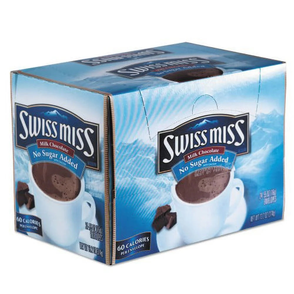 2PK Swiss Miss Hot Cocoa Mix, No Sugar Added, 24 Packets/Box (55584)