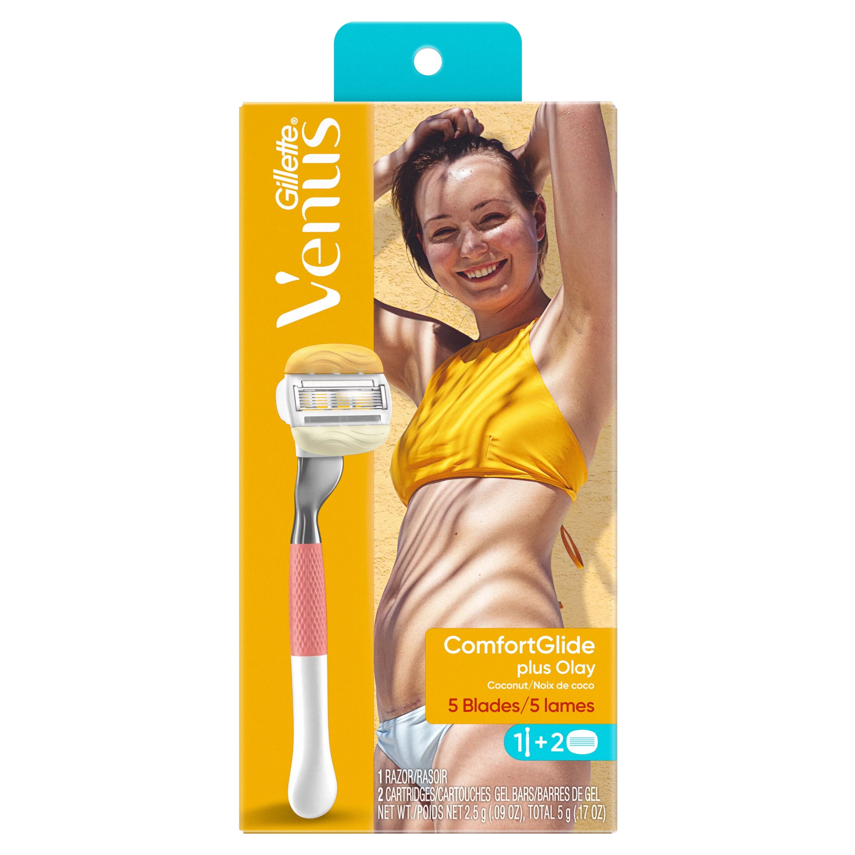 Venus Gillette Comfort Glide Olay Coconut Razor Blades Refill, 2 Ct