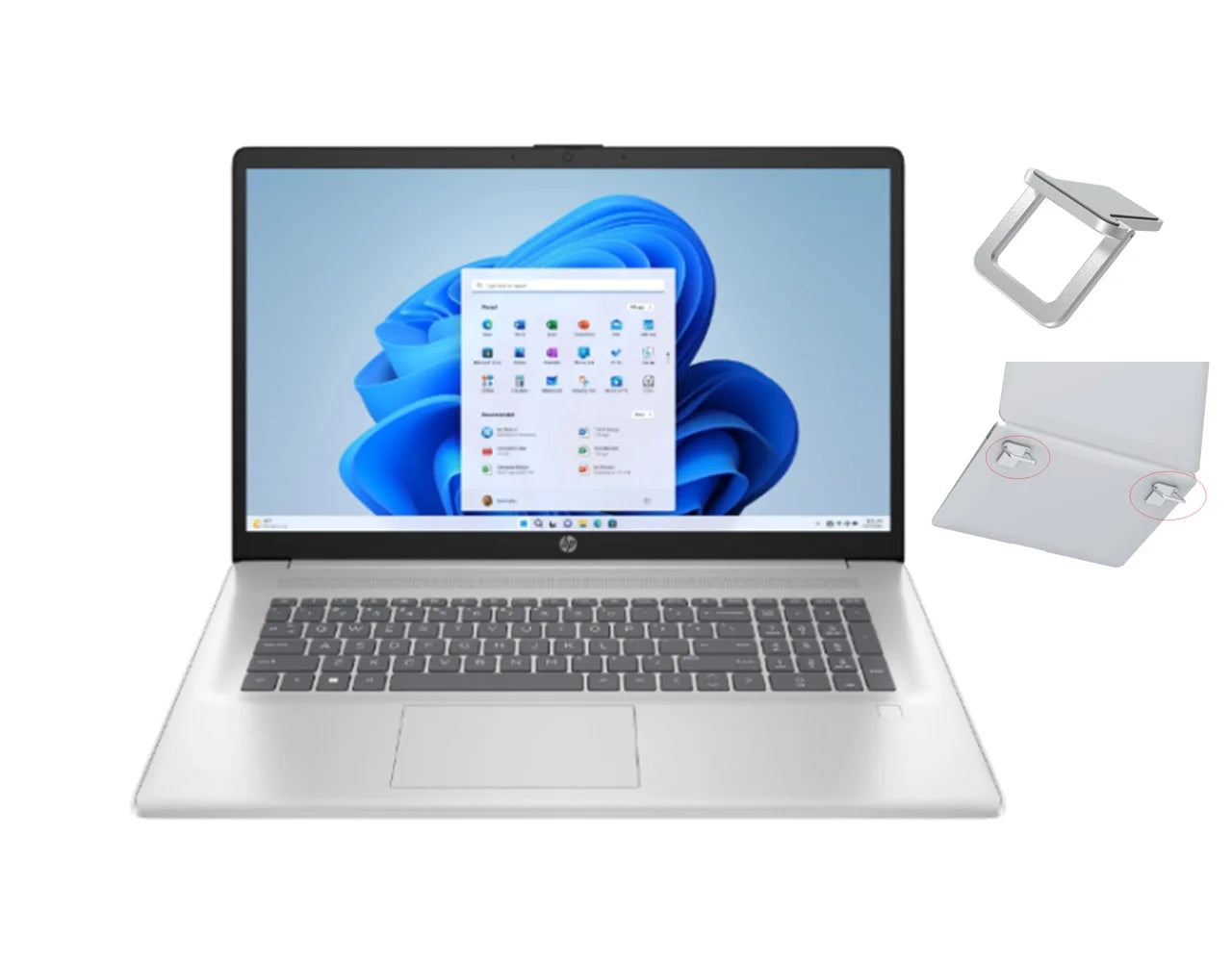 HP 17.3 FHD Laptop | Intel Core i3-N305 Processor | Intel UHD Graphics | Fingerprint reader | 8GB RAM | 256GB SSD | Windows 11 Home | Bundle with Laptop Stand