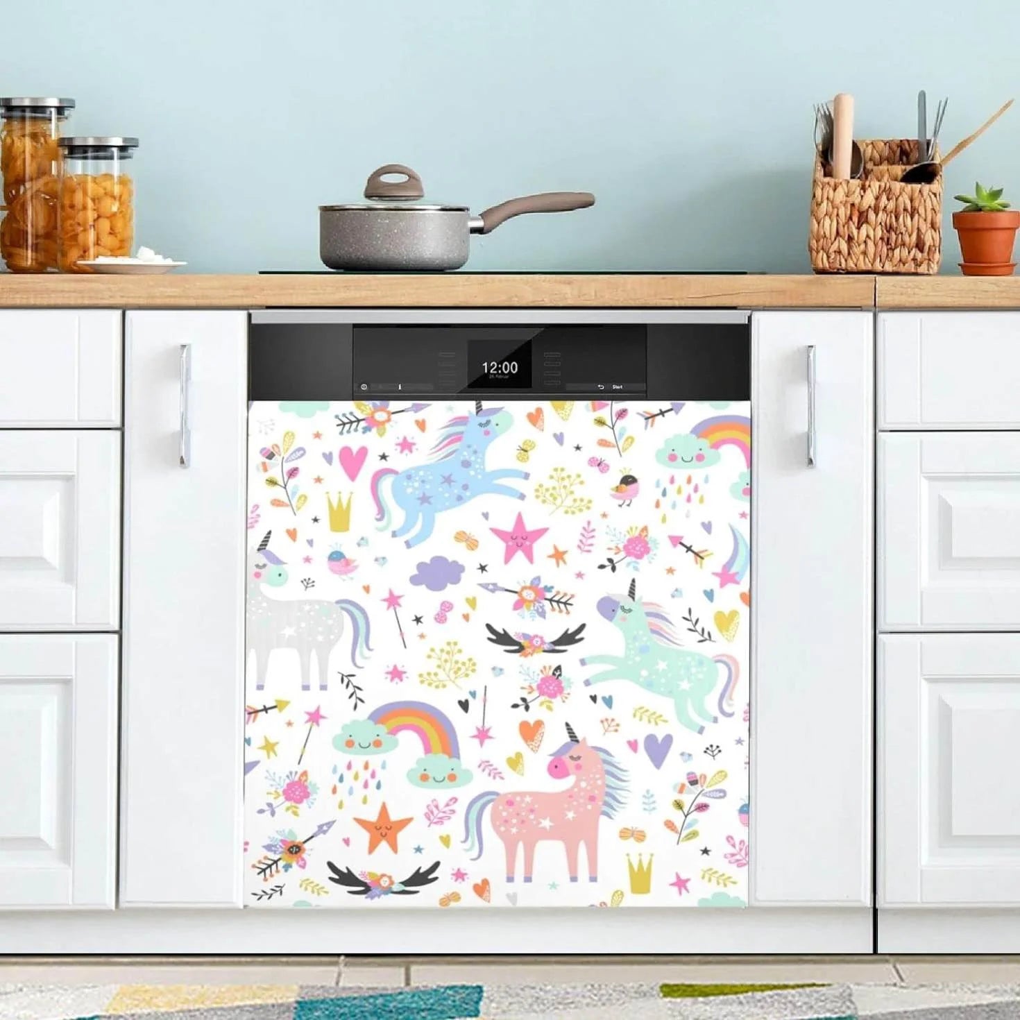 Hyjoy Unicorn Dishwasher Magnet Cover Decorative Magnetic Door Cover Front Dishwasher Cover Decoration Kitchen Magnetic Panel Sticker for Kitchen,23x26inch