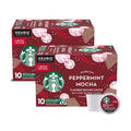 Starbucks Coffee K-Cup Pods, Peppermint Mocha Flavored Coffee, Keurig Genuine K-Cup Pods, 100% Arabica Coffee, 10 Ct K-Cups/Box (Pack Of 2)