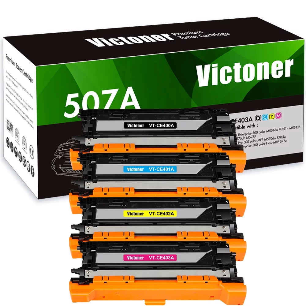 Victoner 4-Pack Compatible Toner for HP 507A 507X CE400A CE401A CE402A CE403A Use With LaserJet M551dn M551n M551xh MFP M575dn MFP M575F Printer Black, Cyan, Magenta, Yellow