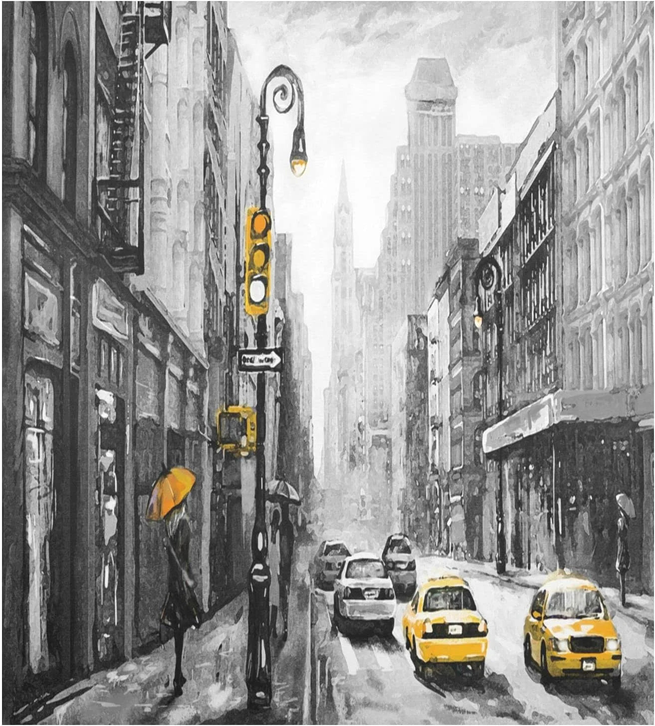 GZHJMY New York Street View Oil Painting Dishwasher Magnet Cover, Front Dishwasher Cover Decoration, Home Cabinet Decals Appliances Stickers, Magnetic Sticker Decorative£¨44£©
